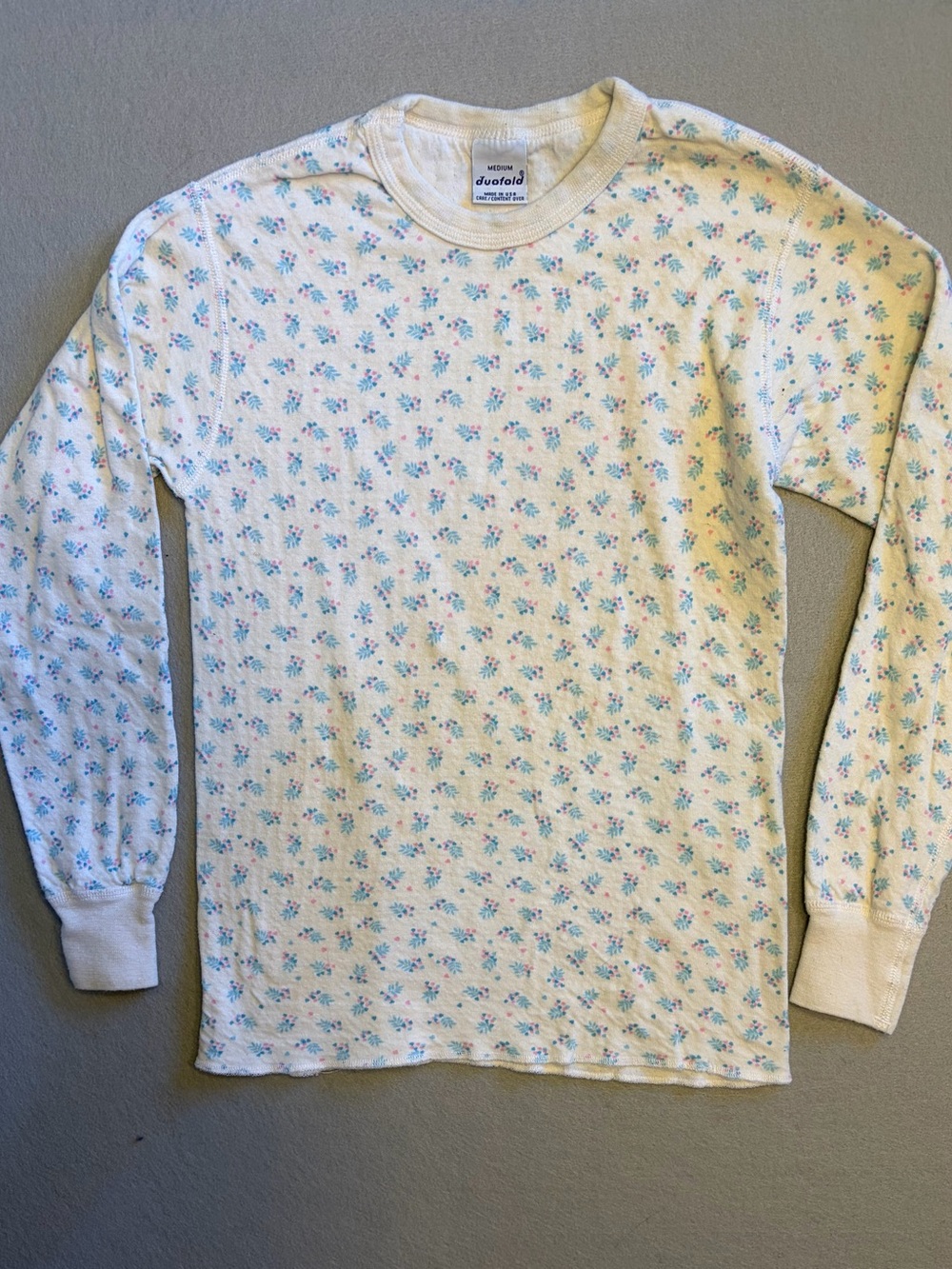 duofold Women's Cream Floral Thermal Long-Sleeve Top